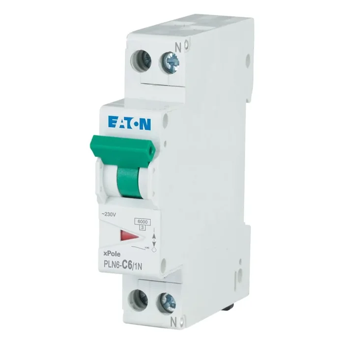 Disjoncteur Eaton PLN6 1P, 6A, pouvoir de coupure 6 kA
