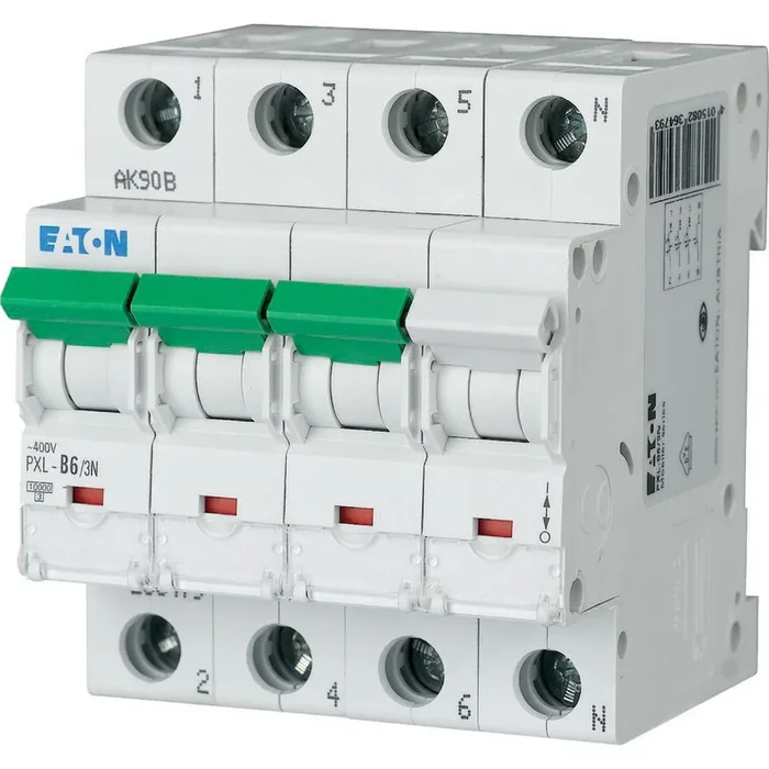 Disjoncteur Eaton PXL 3P, 6A, pouvoir de coupure 10 kA