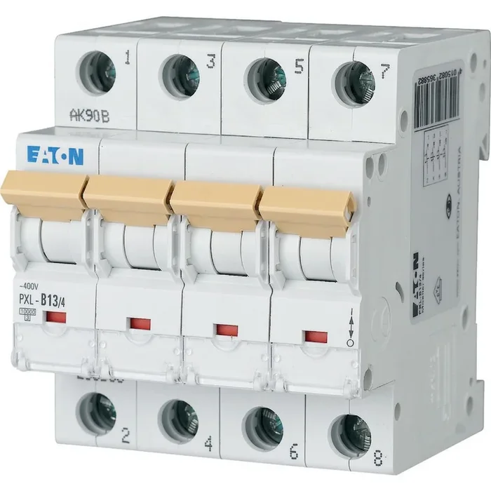 Disjoncteur Eaton PXL 4P, 13A, pouvoir de coupure 10 kA