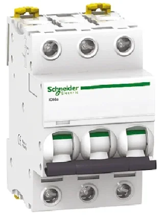 Disjoncteur Schneider Electric iC60N 3P, 1A, pouvoir de coupure 6 kA, montage rail DIN