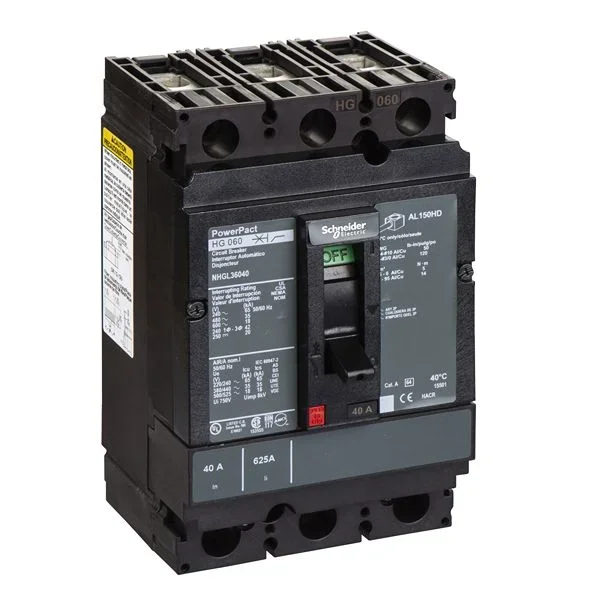 Disjoncteur Schneider Electric PowerPact 3 pôles, 10A, pouvoir de coupure 18 kA, montage DIN Rail