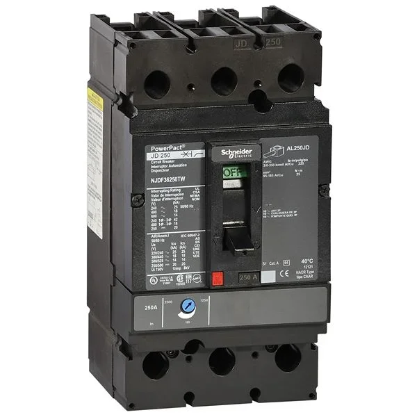Disjoncteur Schneider Electric PowerPact 3 pôles, 225A, pouvoir de coupure 25 kA, montage DIN Rail