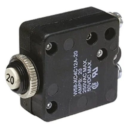 Disjoncteur thermique TE Connectivity W58, 20A, 1 pôle, 50 V dc, 250V c.a.