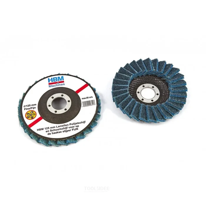 Disque à lamelles 125 mm HBM / Disque de polissage et de ponçage pour meuleuse d&rsquo;angle FINE