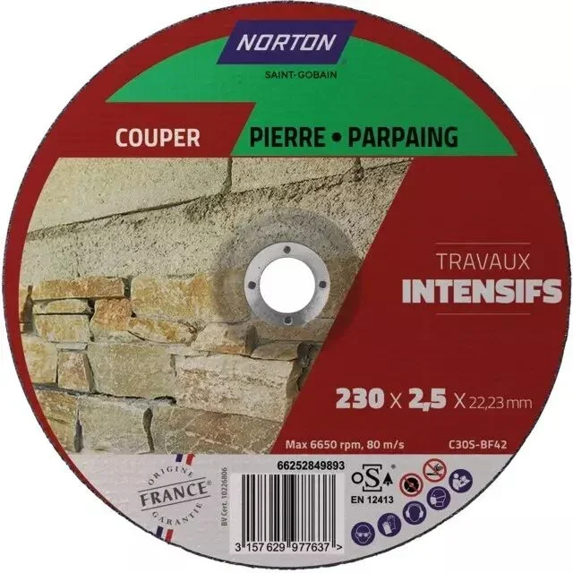 Disque a tronconner moyeu deporte 230×2,5×22,2 intensif materiaux norton