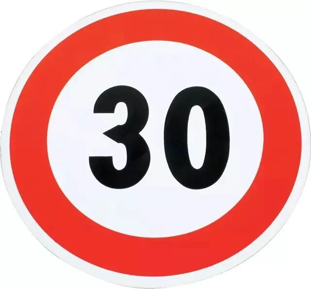 Disque adhesif pvc limitation de vitesse 30km/h bord rouge