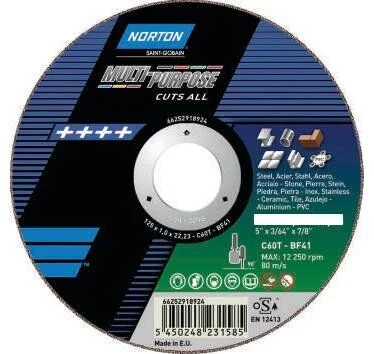 Disque de tronconnage Norton &lsquo;multi applications &lsquo; Ø 230 pour meuleuse d&rsquo;angle- 66252918925