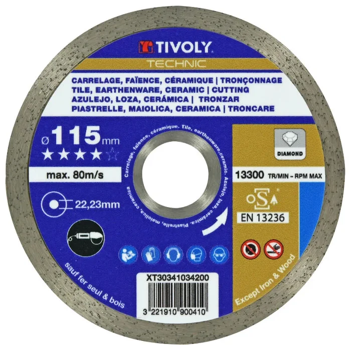 Disque DIAMANT -CARRELAGES -Gamme Best Sellers / Ø: 180 / Ep: 1.6 TIVOLY – XT30341034202