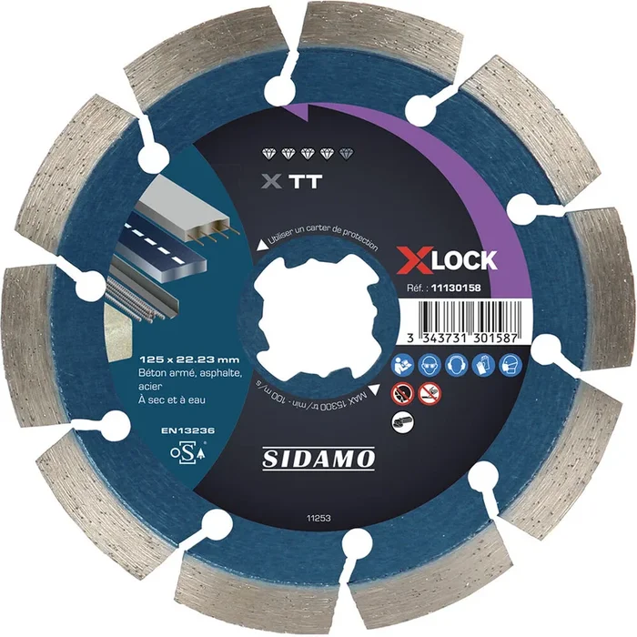 DISQUE DIAMANT X TT D. 125 x 22,23 x h10 X-LOCK SIDAMO – 11130158