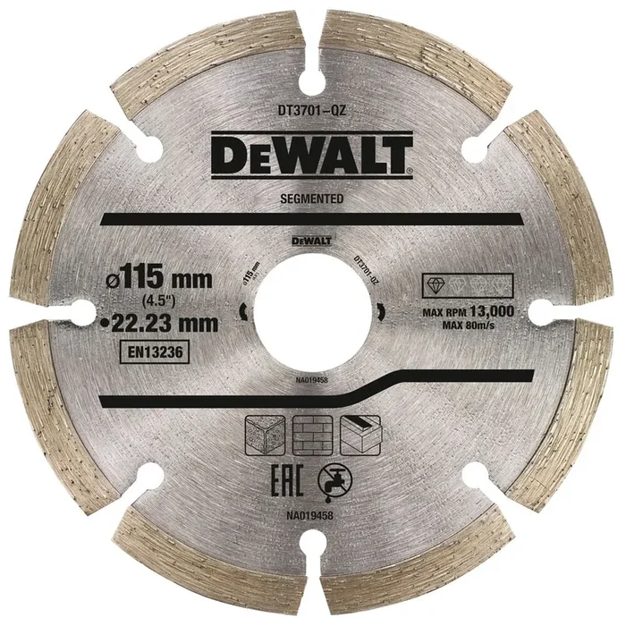 Disque fritté segmenté pour matériaux de construction/béton 115 x 22,2 mm – DT3701-QZ – DEWALT