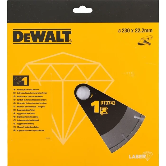 Disque laser matériaux de construction/béton 230×22,2 mm, hauteur segment 8,5 mm – DT3743-XJ – DEWALT
