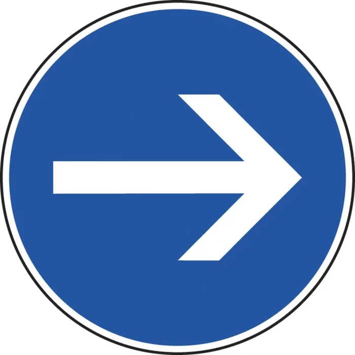 Disque Obligation de tourner à droite avant le panneau 650 B21.1 cl1 – NADIA SIGNALISATION – DIS650E1B21.1