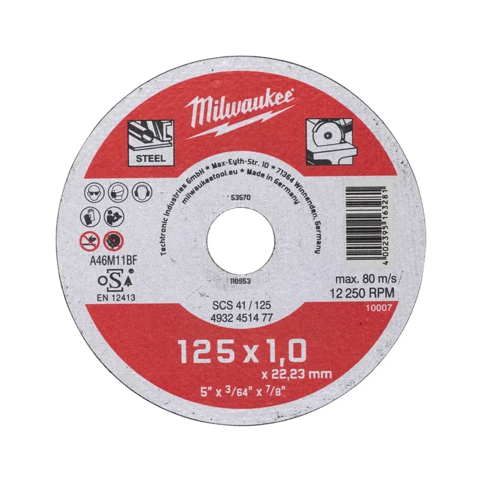 DISQUE TRONC. 125MM épais. 1 MM Contractor – 1pc MILWAUKEE ACCESSOIRES – 4932451477