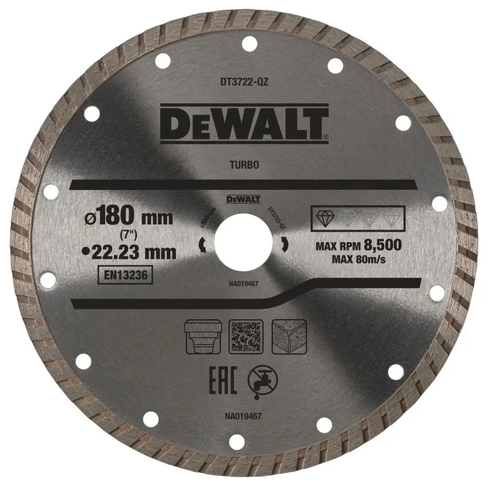 Disque turbo pour matériaux de construction/béton 180 x 22,2 mm – DT3722-QZ – DEWALT