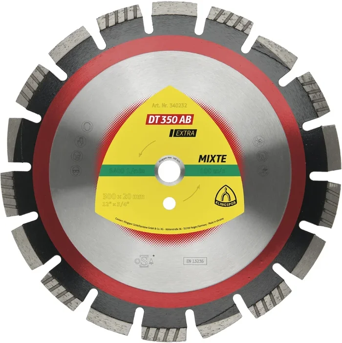 Disques à tronçonner diamantés DT EXTRA DT350AB S 400X3,6X25,4 24W 12 KLINGSPOR – 349235