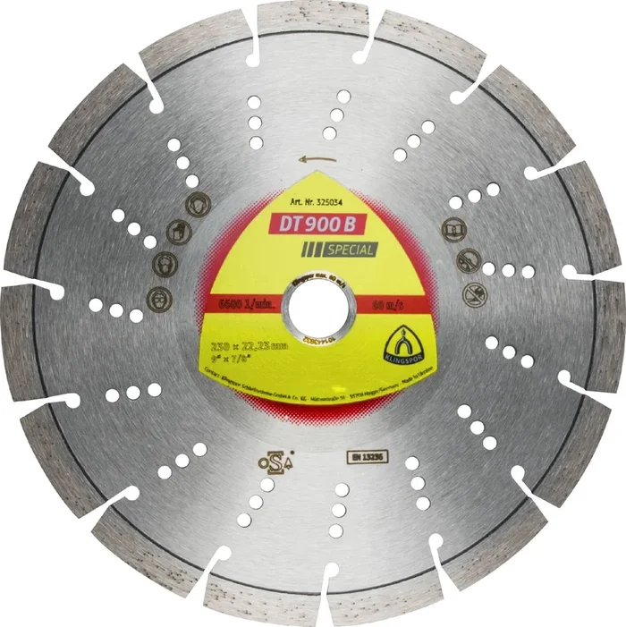 Disques à tronçonner diamantés DT SPECIAL DT900B S 230X2,6X22,23 15S 12 KLINGSPOR – 325034