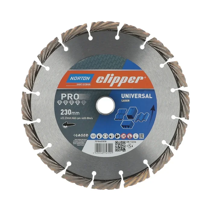 Disques diamant Clipper-PRO UNIVERSAL LASER-230-12×3 NORTON – 70184603038