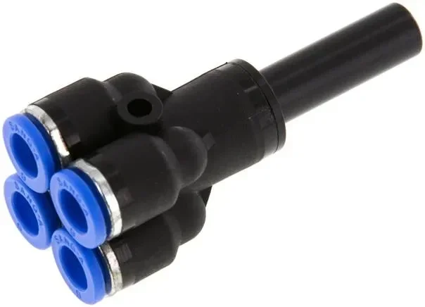 Distributeur quadruple à raccord enfichable 8mm-6mm, standard IQS, raccord enfichable