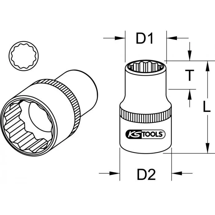 Douille 12 pans 3/8’’, 19/32&Prime; KSTOOLS – 9114002