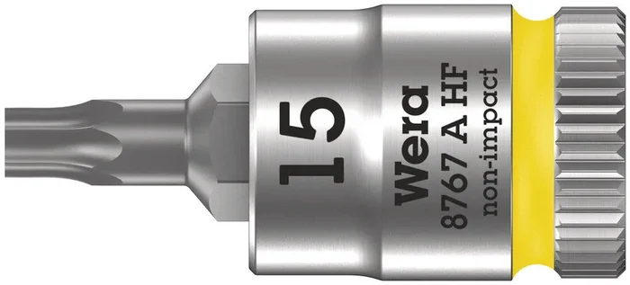 Douille-embout à emmanchement 1/4″ avec fonction de retenue 8767 A HF TORX 15 x 28 mm WERA – 05003363001