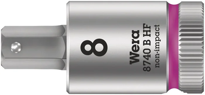 Douille-embout pour vis à six pans creux, à emmanchement 3/8&Prime; avec fonction de retenue 8740 B HF Hex-Plus 8,0 x 38,5 mm WERA – 05003039001