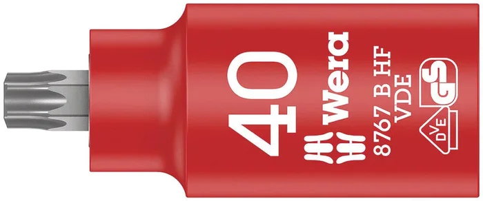 Douille-embout Zyklop, isolée, à emmanchement 3/8&Prime; avec fonction de retenue 8767 B VDE HF TORX 40 WERA – 05004924001
