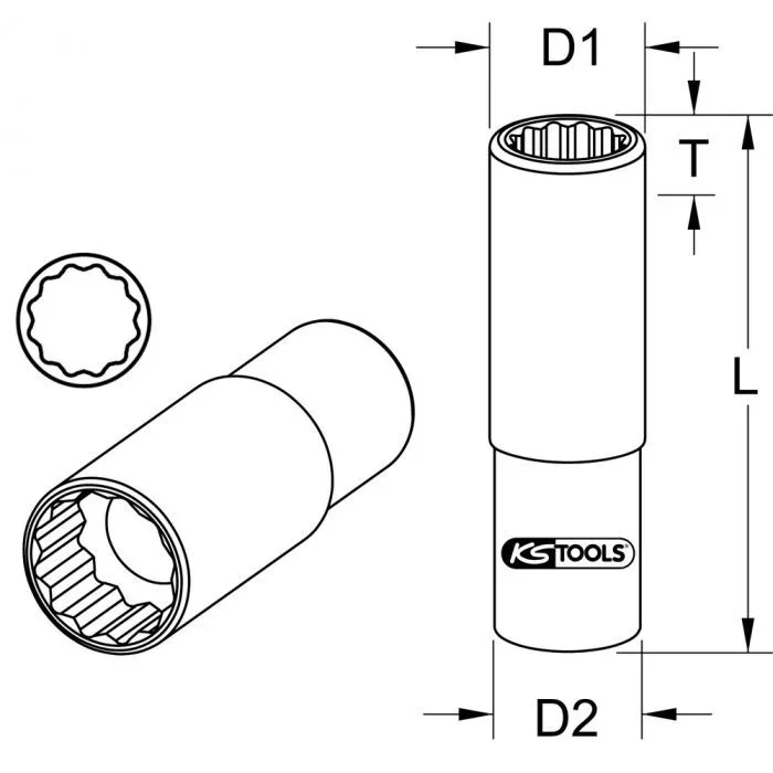 Douille longue 12 pans 3/8’’, 21 mm KSTOOLS – 9173981