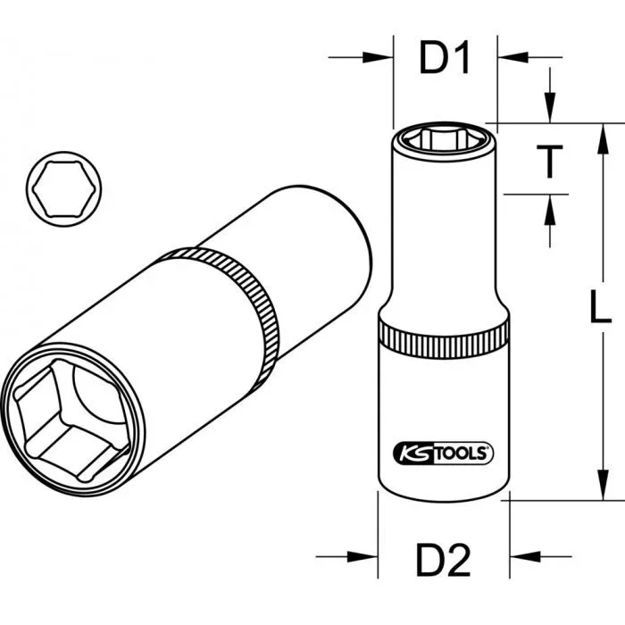 Douille longue 3/4 » 6 pans – 21 mm KSTOOLS – 9114143