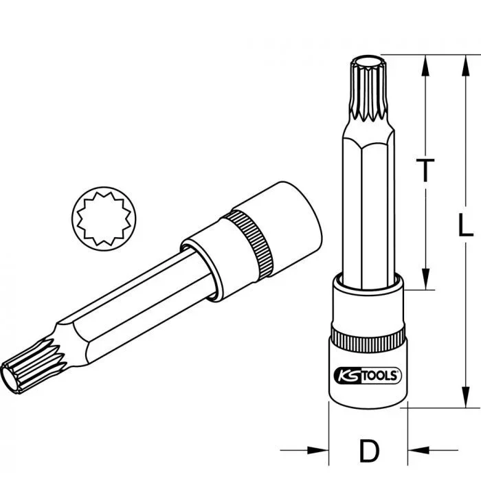 Douille tournevis 1/2 » XZN® M12, L. 140 mm (du module 712.5038) KSTOOLS – 9111972