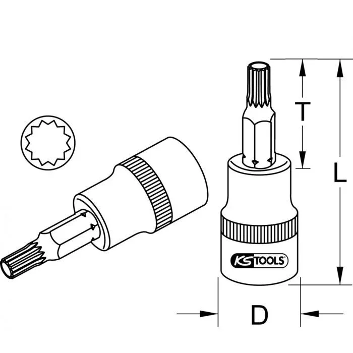 Douille tournevis ULTIMATE XZN® 1/2 », L.55 mm – M17 KSTOOLS – 9115306