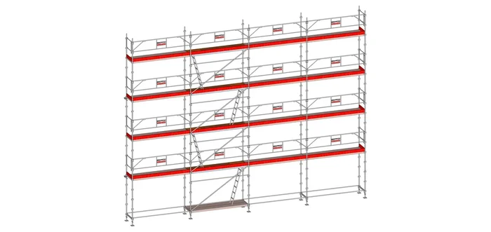 Echafaudage ALTRAD Facadier AERIS 130 m²-Structure longueur 13 m x hauteur de travail 10 m garde corps fixe standard – L45P130GFP