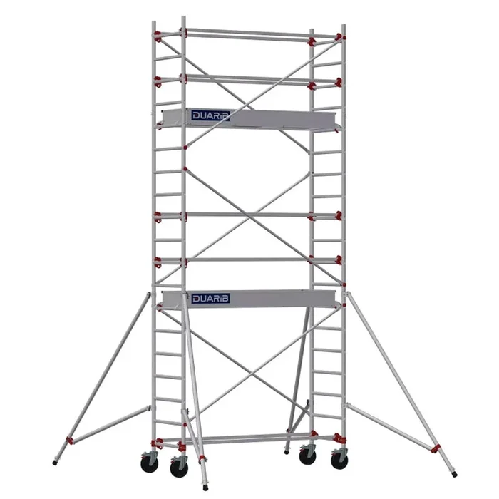 Échafaudage roulant aluminium DUARIB AL205 base standard + Garde corps monobloc hauteur travail 6.90 m – 613725