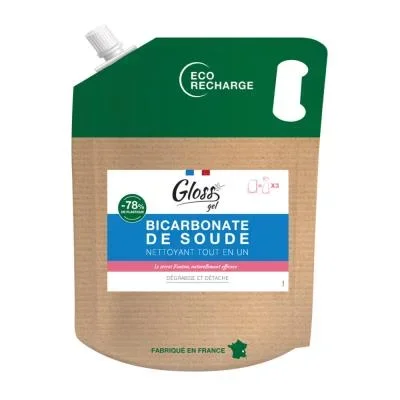 Ecorecharge bicarbonade de soude gel Gloss – Sans parfum – Flacon de 2,5 L