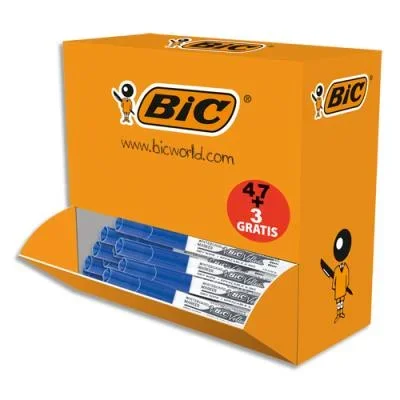 Effaceurs Bic réécriveurs +3 gratuits – corps plastique – blanc bleu – pointe ogive moyenne – 4,5mm – pack de 47