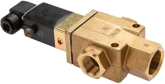 Électrovanne 3/2 voies G 1-1/2&Prime; (air d&rsquo;échappement G 2&Prime;) normalement ouverte (NO) 24V=