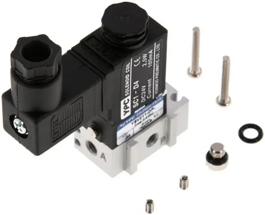 Électrovanne 3/2 voies, M 5, rappel par ressort (NF), 115 V CA, pilote : polyamide
