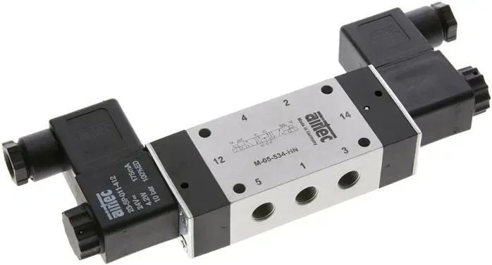 Électrovanne 5/3 voies, G 1/8&Prime;, position centrale ventilée, 230 V CA