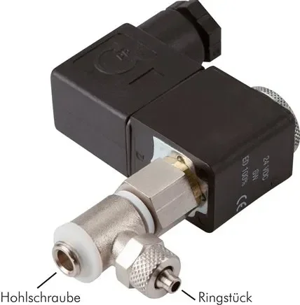 Électrovanne à vis creuse G 1/8-6 x 4, 3/2 voies, 12 V=(NC)