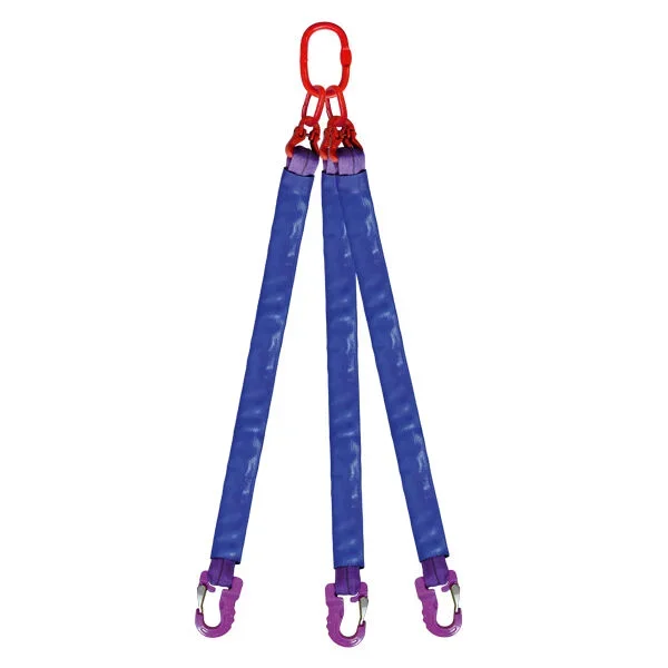 ÉLINGUE RONDE 3 BRINS CMU 6,3 T ANNEAU + CROCHETS LG. 6 M (ANGLE 0 à 45°) LEVAC – 4433C60