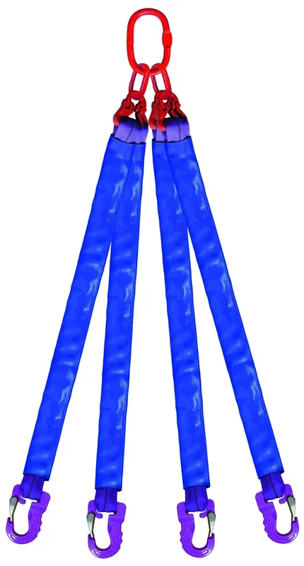 Élingue ronde 4 brins cmu 2,1 t anneau + crochets lg. 4 m (angle 0 à 45°) LEVAC – 4434A40