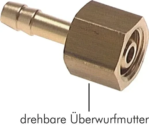 Embout de tuyau, avec écrou G 1/8&Prime;-6 (1/4&Prime;)mm, laiton