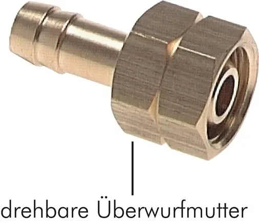 Embout de tuyau, avec écrou (gauche) G 1/4&Prime; LH-4mm, laiton