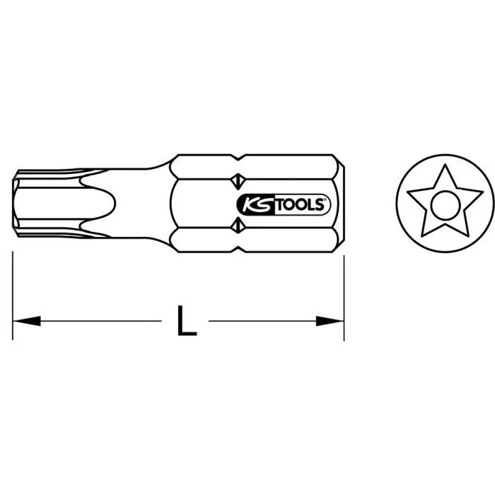 Embout de vissage 5 pans percé 1/4″, TS40, L.30 mm KSTOOLS – 9113107