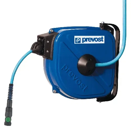 Enrouleur de tuyau industriel Prevost 10 m – 10×14 mm DRF 1010ES avec raccord de sécurité ESI 07