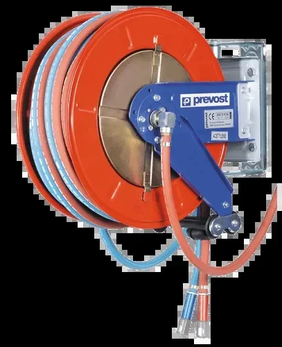 Enrouleur de tuyau Prevost 15 m pour gaz avec raccord, tambour ouvert DGO1015SIC