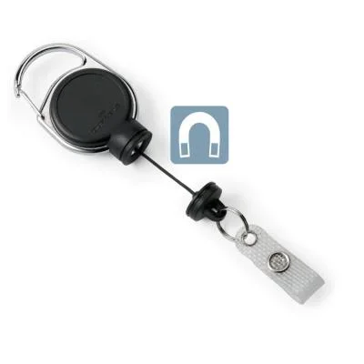 Enrouleur Durable pour badge – Clip en métal ultra puissant – 60cm – Noir