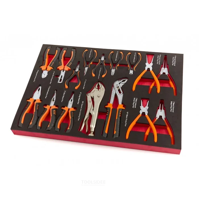 Ensemble de pinces HBM 16 pièces Incrustation en mousse pour chariot à outils HBM