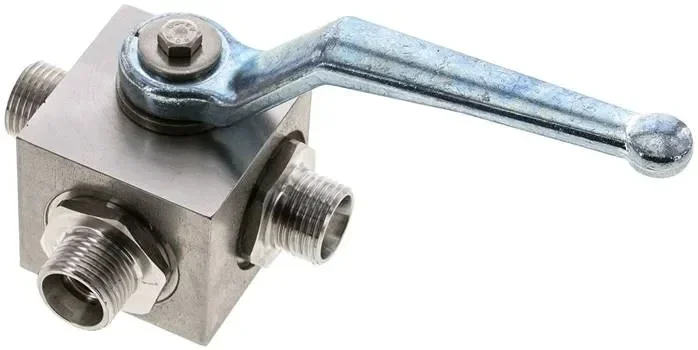 ES-Vanne à bille haute pression à 3 voies, perçage en L, 12 L (M18x1,5), 0 à 315bars