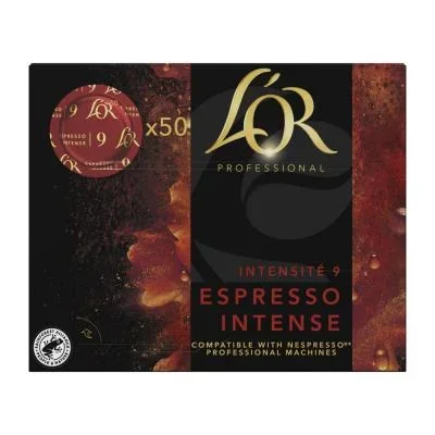 Espresso intense capsule disc de café L&rsquo;Or Professionel – pour machine compatible Nespresso Pro – intensité : 9 – boîte de 50