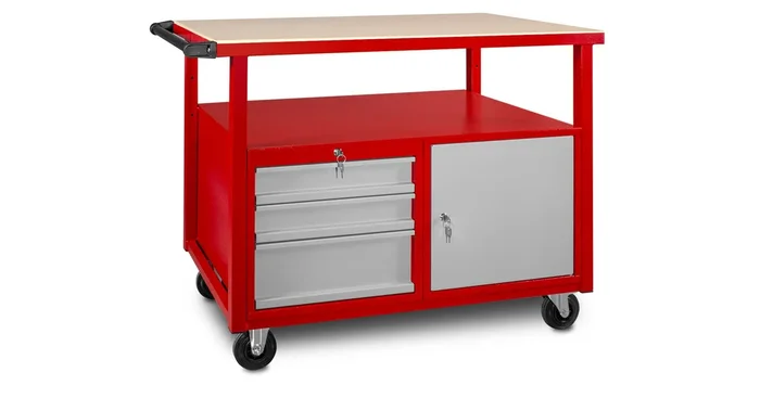 Établi mobile 3 tiroirs + 1 armoire MW Tools